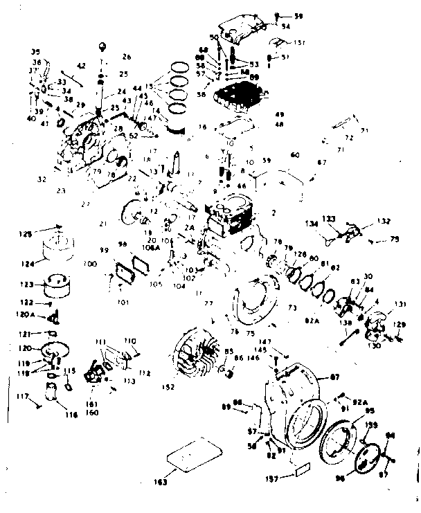 Basic Engine Diagram and Parts List for 143649022  Craftsman Engine