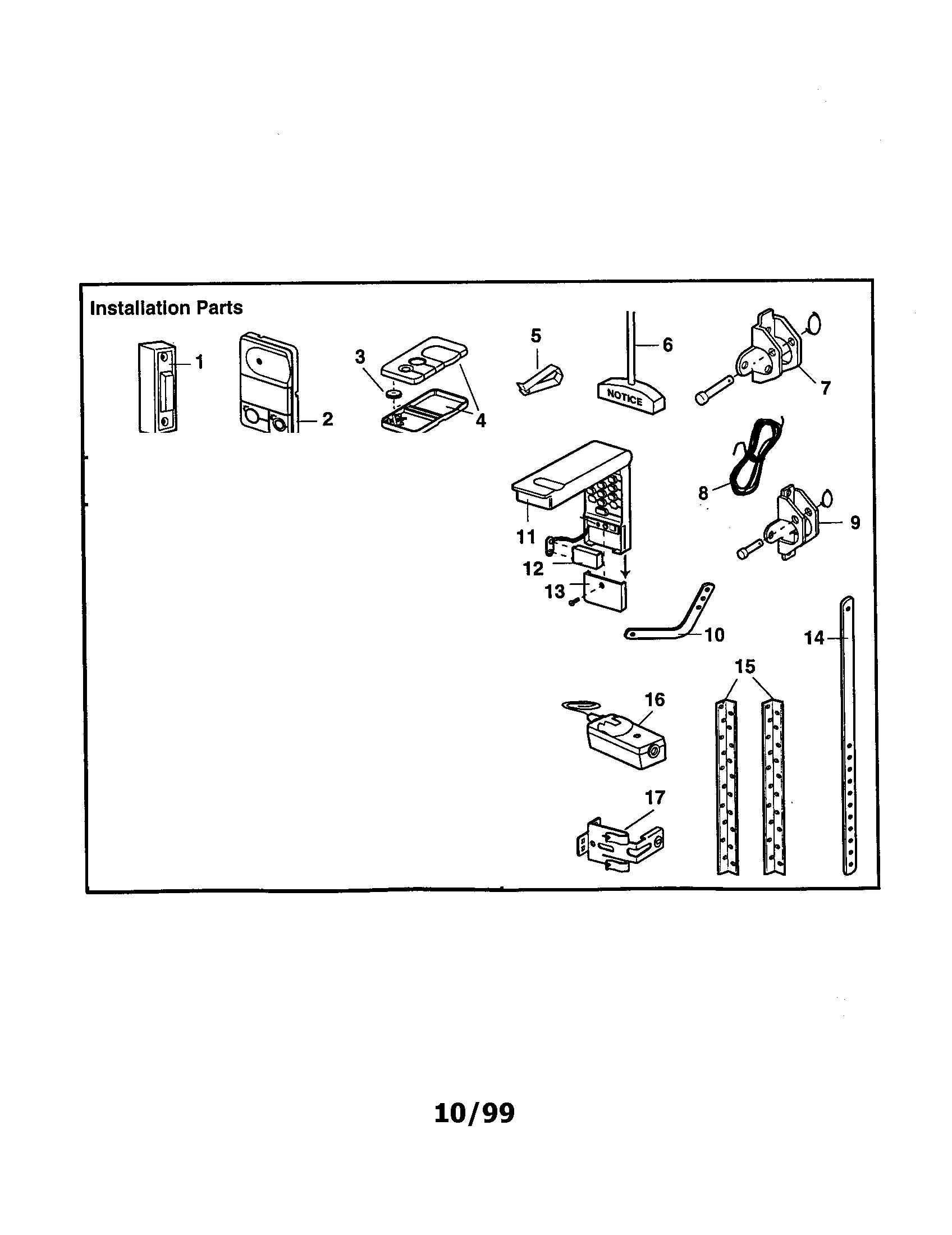 Installation Parts Diagram and Parts List for 13953970SRT  Craftsman Garage Door Opener