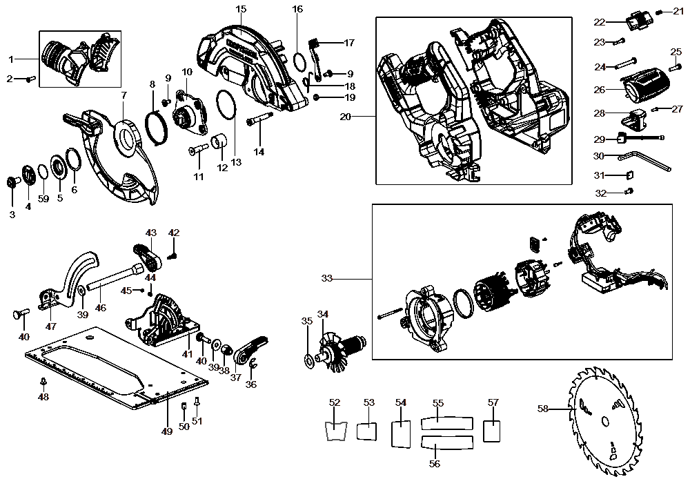 Diagram Diagram and Parts List for CMCS551BLW Type 2 Craftsman Circular Saw