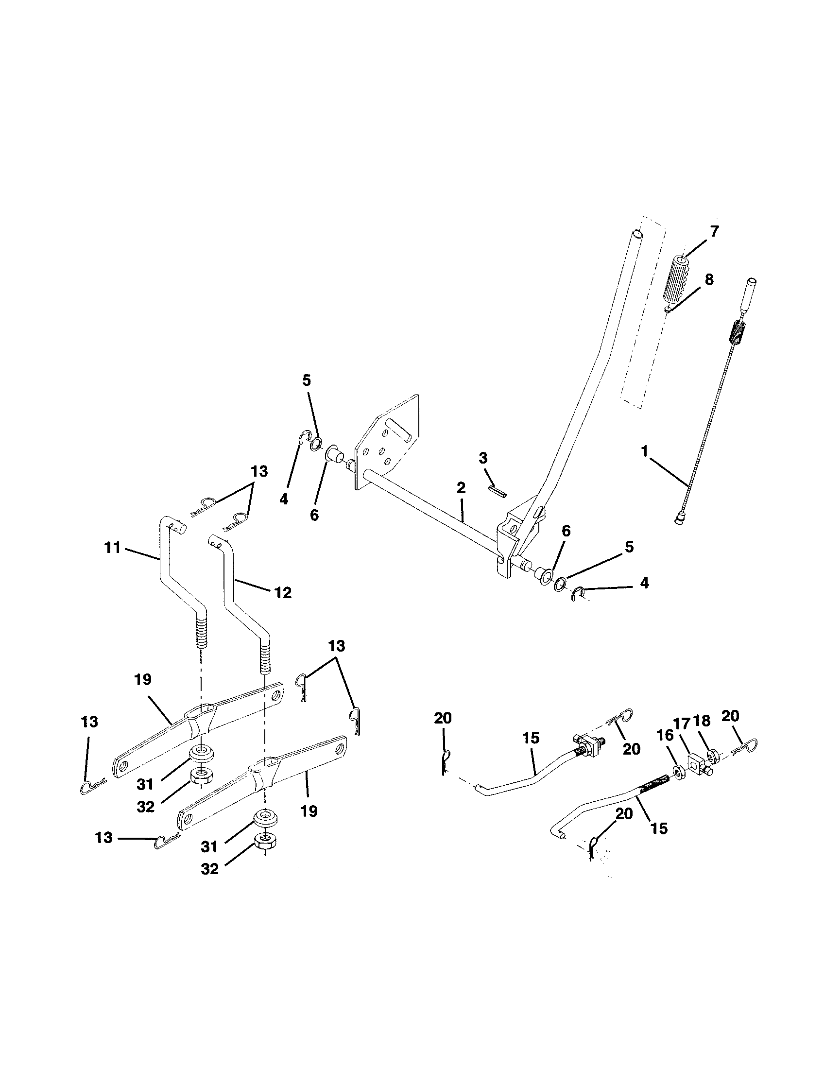 Lift Assembly Diagram and Parts List for 917277200  Craftsman Lawn Tractor