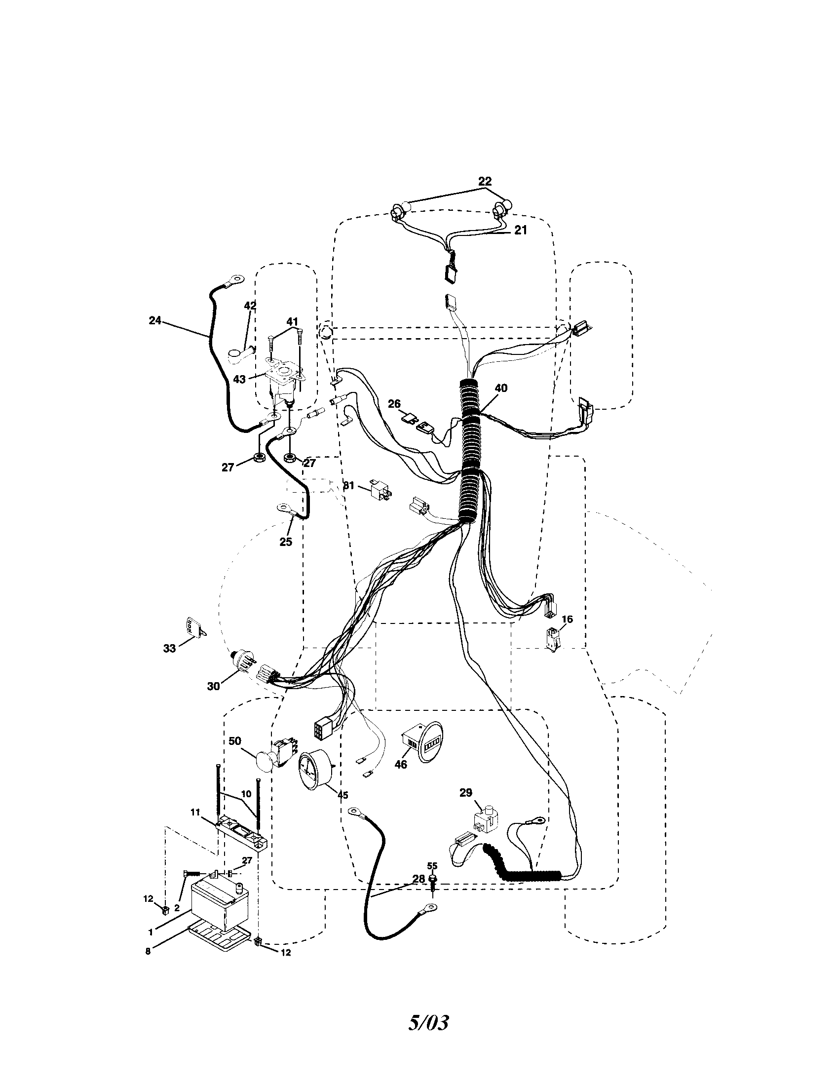 Electrical Diagram and Parts List for 917273281  Craftsman Lawn Tractor