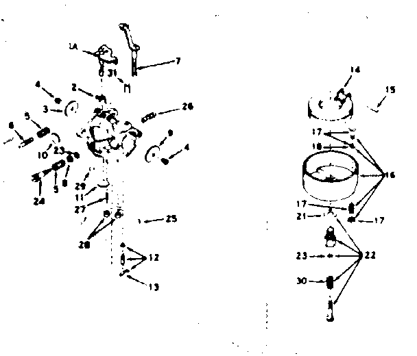 Carburetor Diagram and Parts List for 143606042  Craftsman Engine