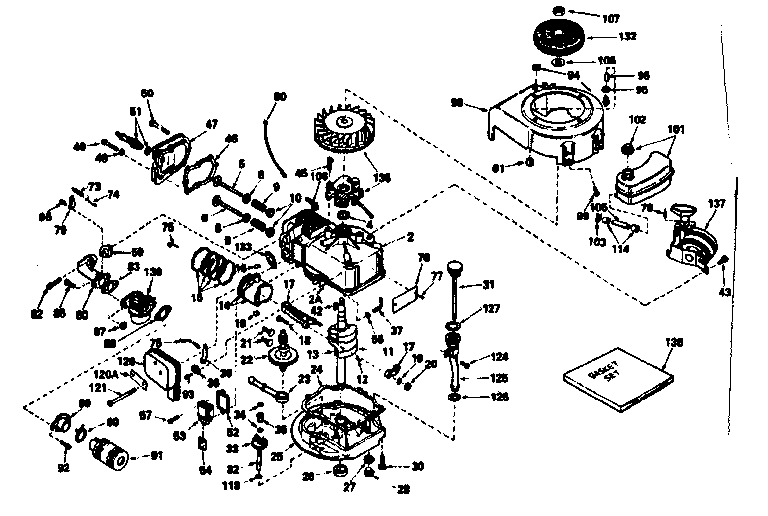 Basic Engine Diagram and Parts List for 143234042  Craftsman Engine