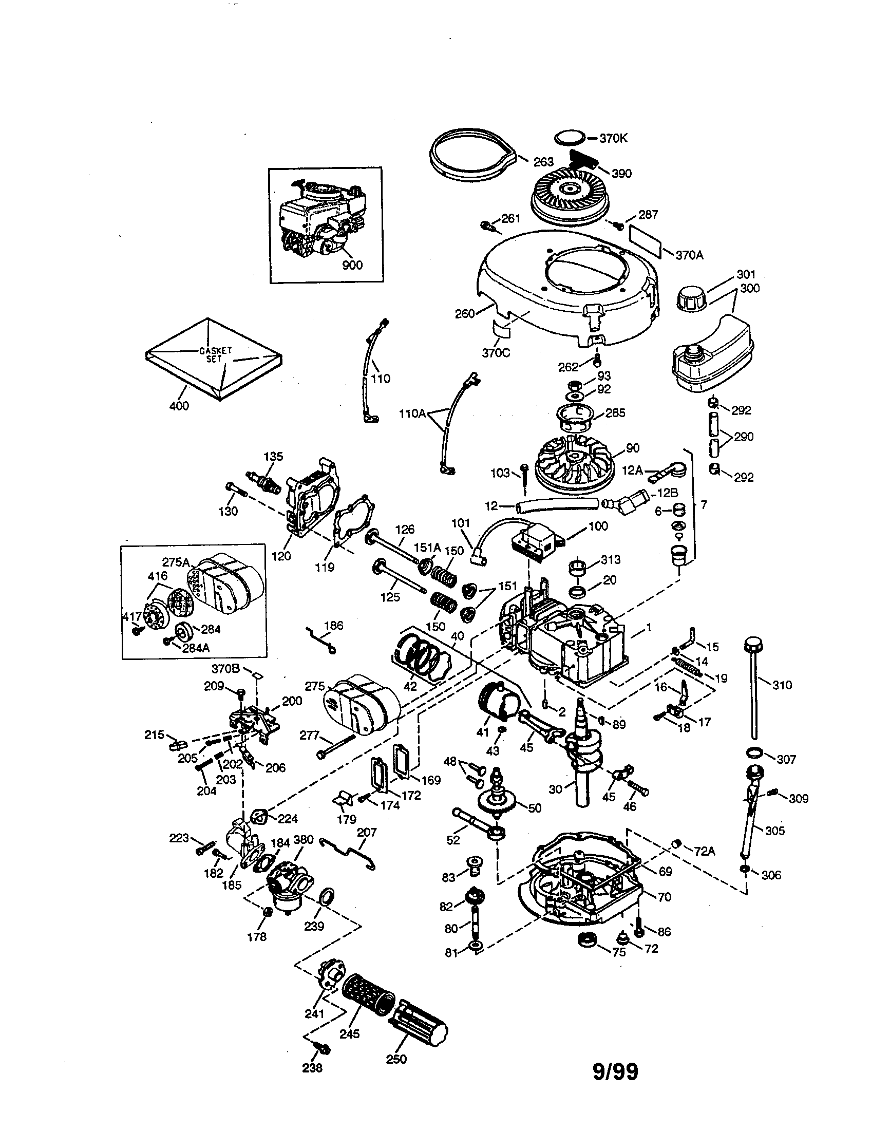 Craftsman 4 - Cycle Engine Diagram and Parts List for 143994024  Craftsman Engine