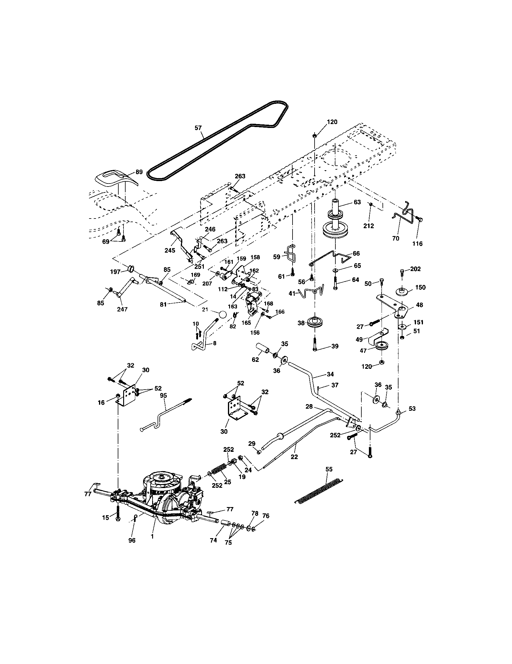 Ground Drive Diagram and Parts List for 917273403  Craftsman Lawn Tractor
