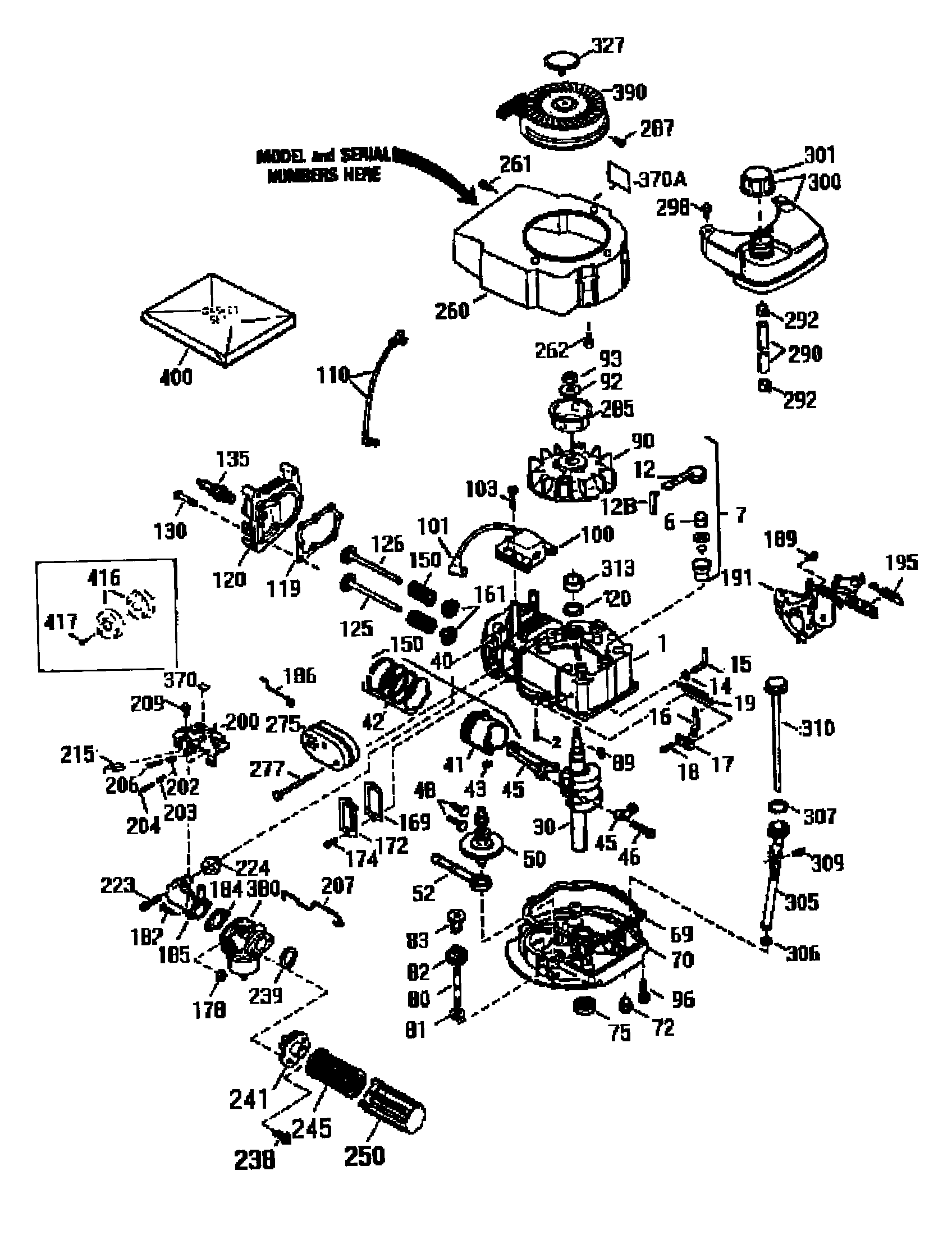 Replacement Parts Diagram and Parts List for 143954000  Craftsman Engine