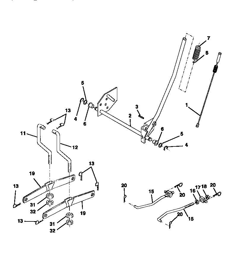 Mower Lift Diagram and Parts List for 917270630  Craftsman Lawn Tractor