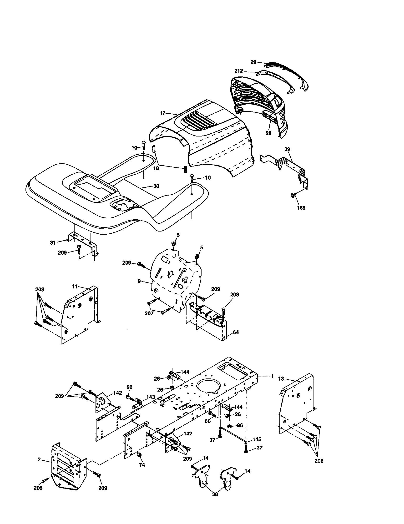 Chassis And Enclosures Diagram and Parts List for 917277362  Craftsman Lawn Tractor