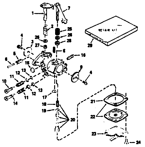 Carburetor No. 632208 Diagram and Parts List for 143774102  Craftsman Engine