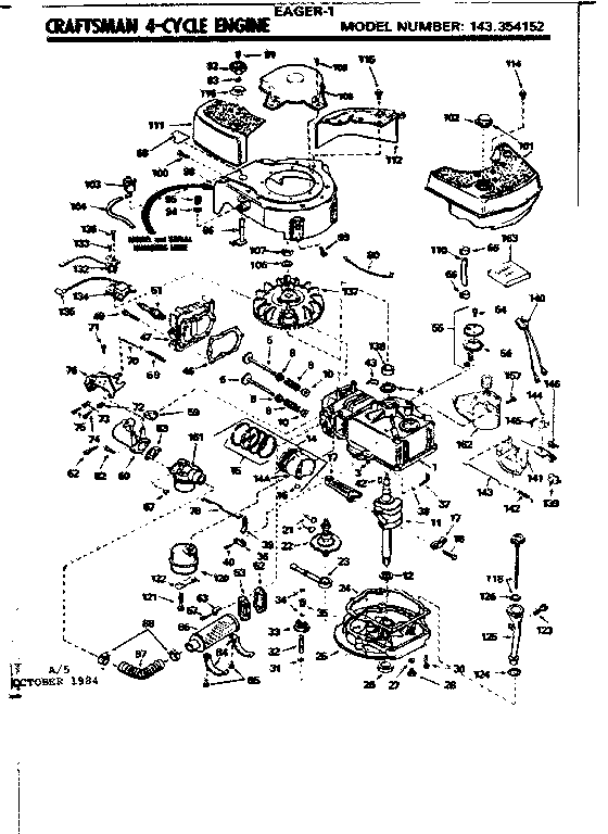 Replacement Parts Diagram and Parts List for 143354152  Craftsman Engine