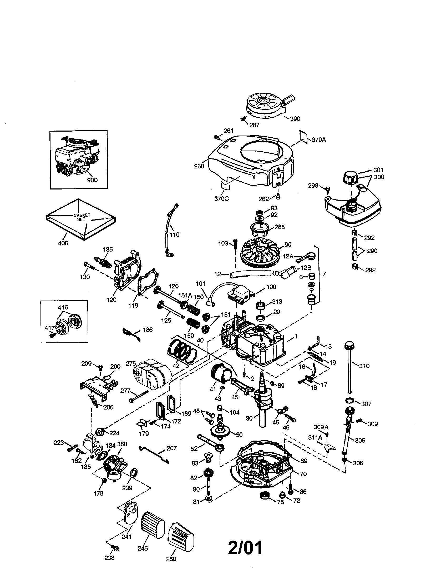 Engine Diagram and Parts List for 143016720  Craftsman Engine
