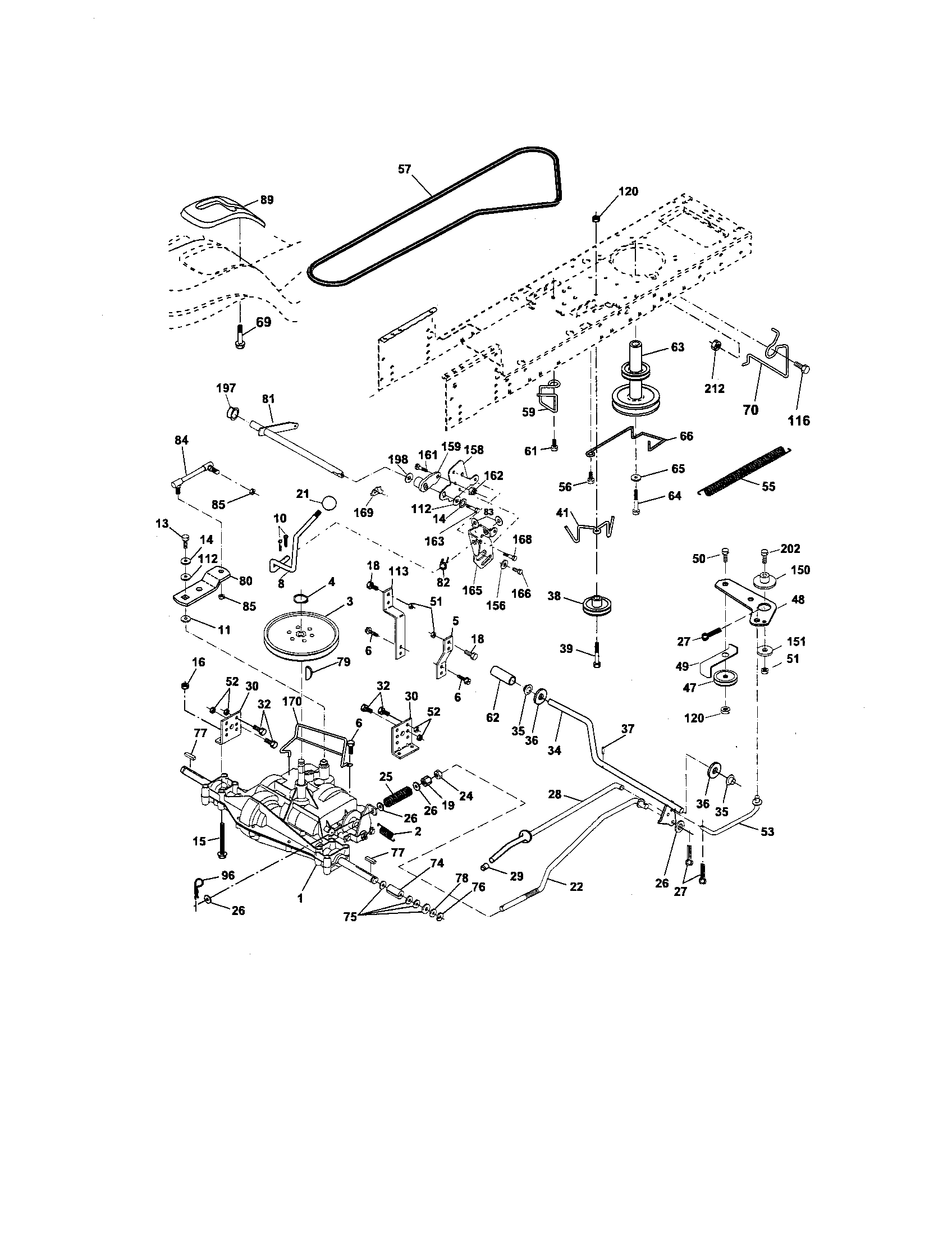 Ground Drive Diagram and Parts List for 917275750  Craftsman Lawn Tractor