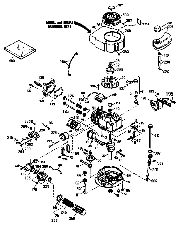 Replacement Parts Diagram and Parts List for 143953814  Craftsman Engine