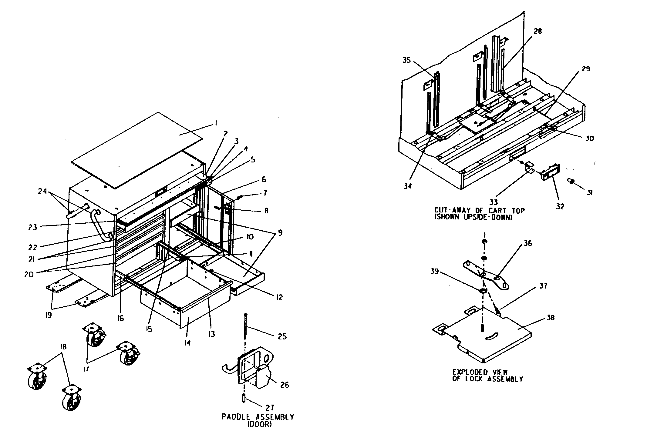 Tool Cart Diagram and Parts List for 706655791  Craftsman Tool Stand & Cart