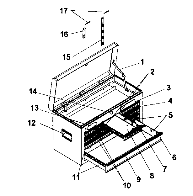 Tool Box Diagram and Parts List for 706593580  Craftsman Tool Stand & Cart