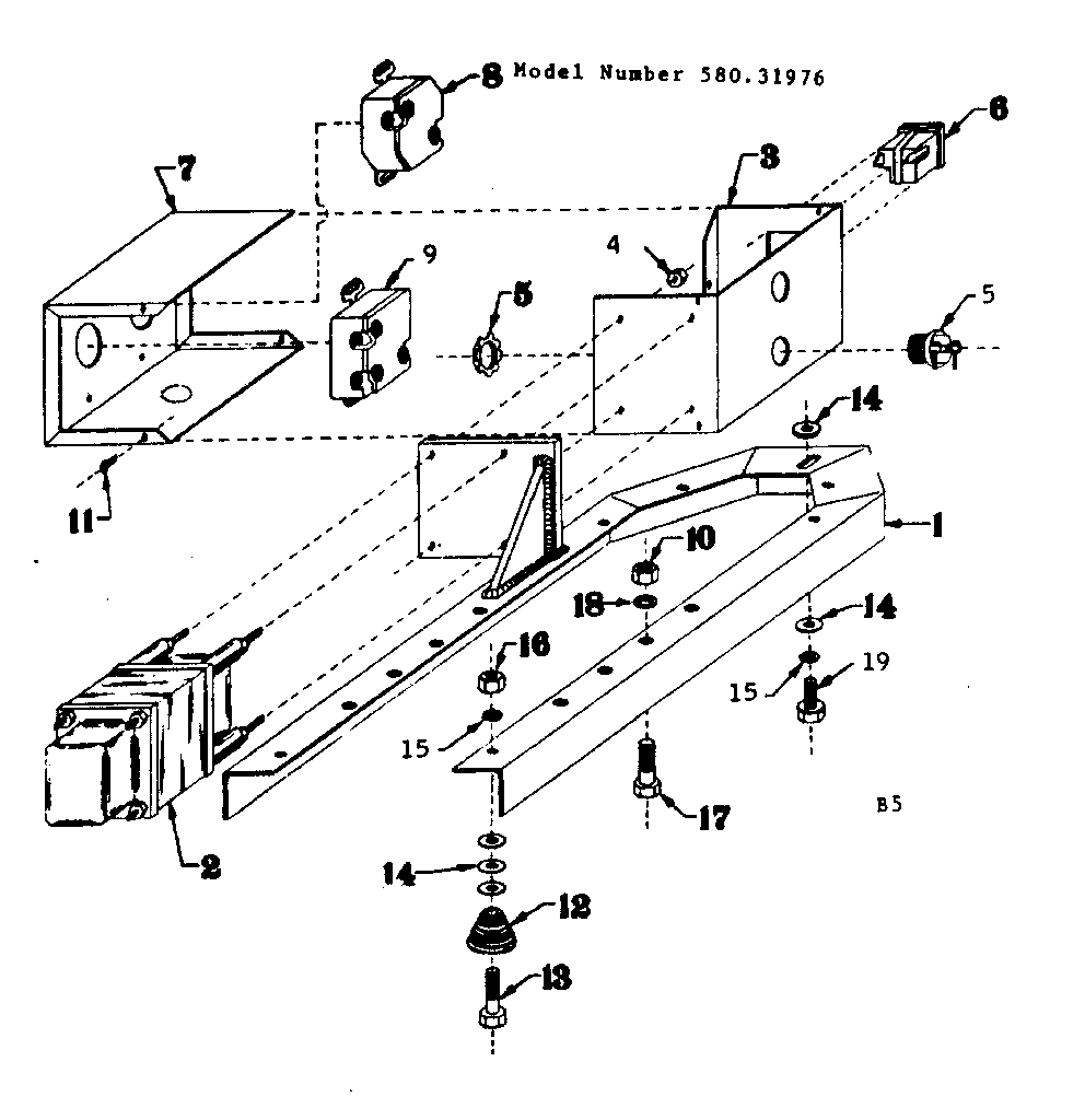Mounting Base Diagram and Parts List for 58031976  Craftsman Engine