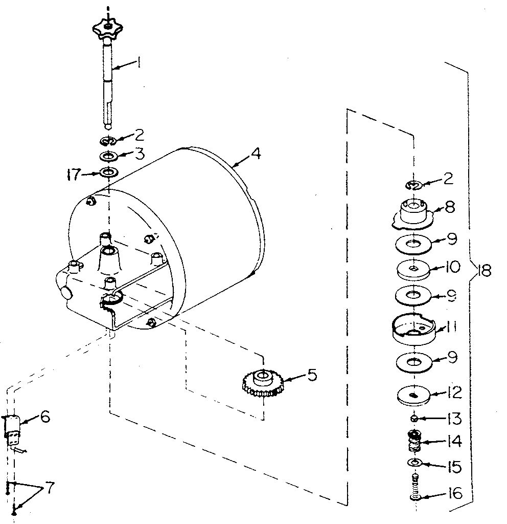 Motor Drive Assembly Diagram and Parts List for 139656281  Craftsman Garage Door Opener