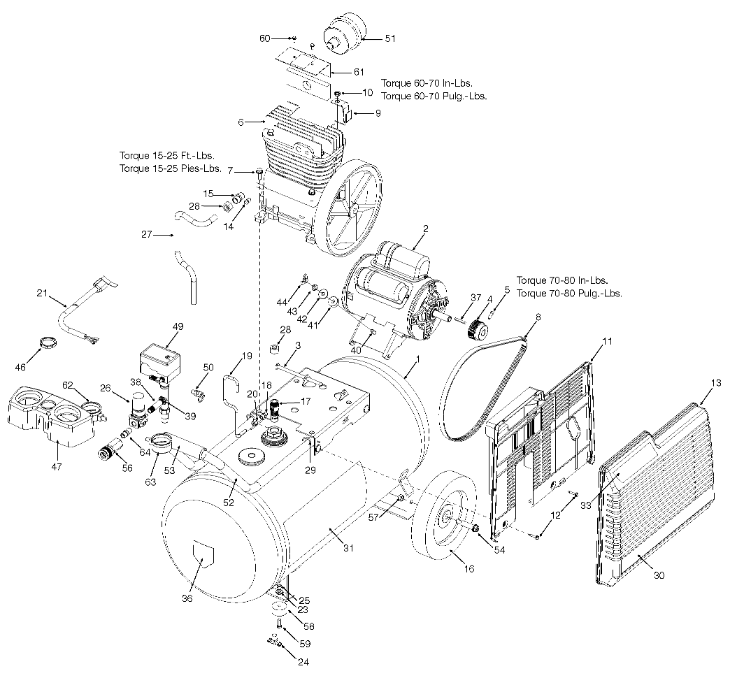 Default Diagram and Parts List for 919-19540 Type 0 Craftsman Compressor