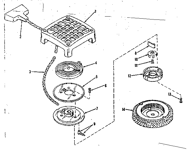 Rewind Starter No. 29415 Diagram and Parts List for 143501011  Craftsman Engine