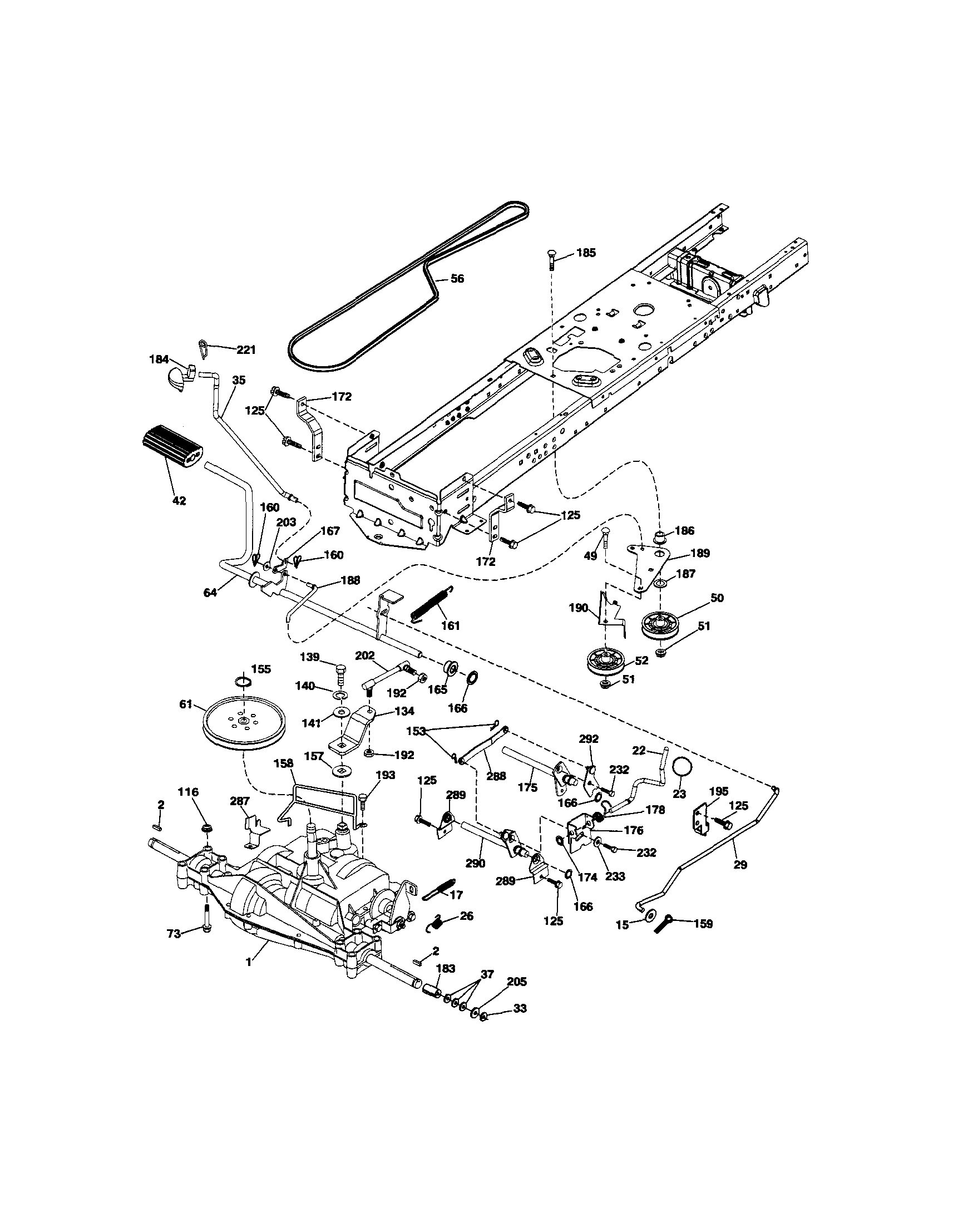 Ground Drive Diagram and Parts List for 917280350  Craftsman Lawn Tractor