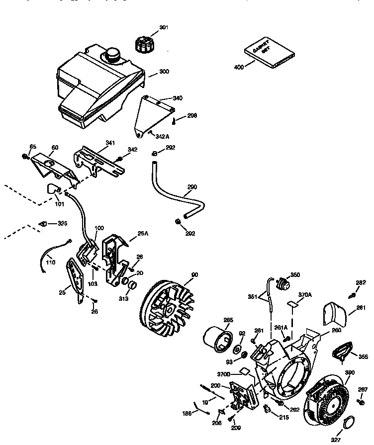 Fuel Tank And Flywheel Assembly Diagram and Parts List for 143985505  Craftsman Engine