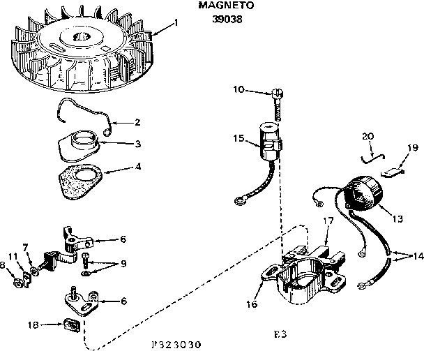 Magneto Diagram and Parts List for 580323030  Craftsman Engine