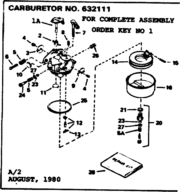 Replacement Parts Diagram and Parts List for 143696132  Craftsman Engine