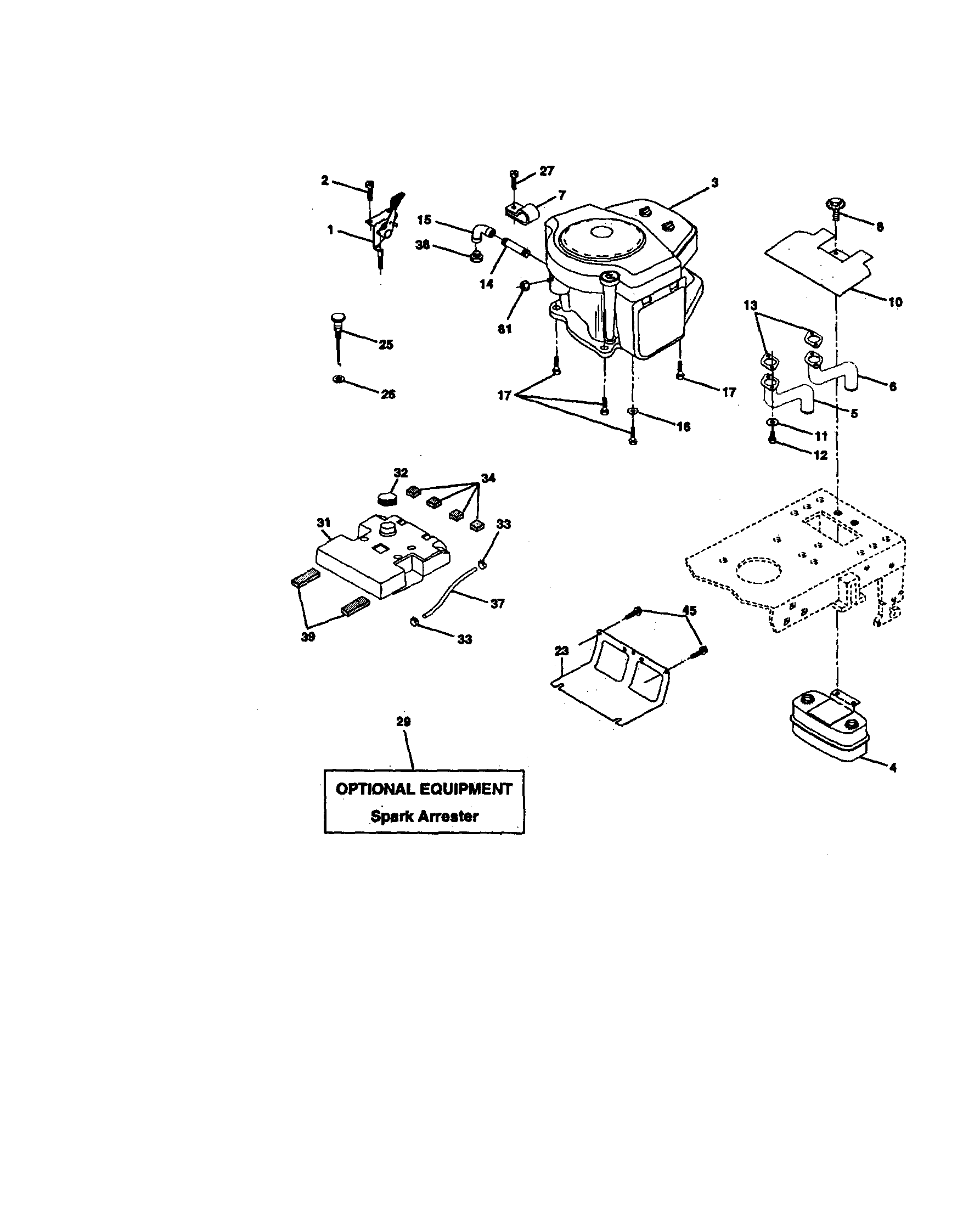 Engine Diagram and Parts List for 917270815  Craftsman Lawn Tractor