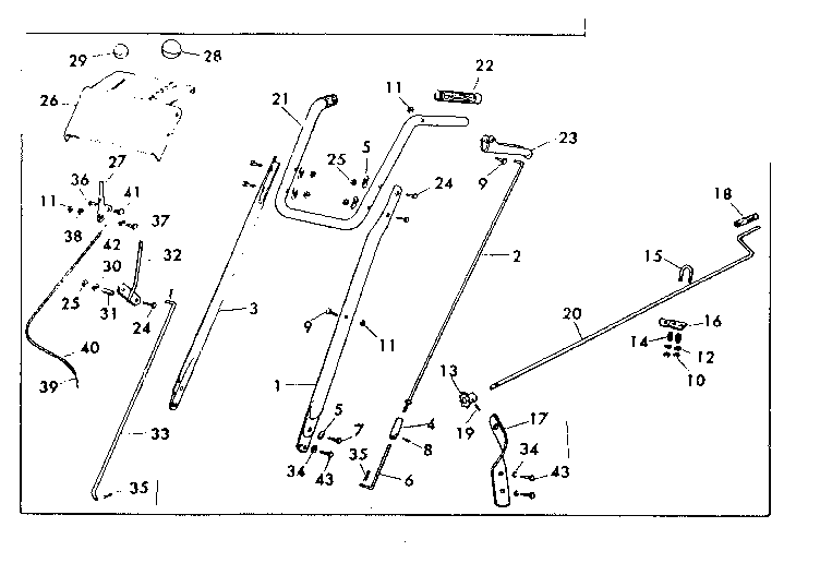Handle Assembly Diagram and Parts List for 53682230  Craftsman Snow Blower