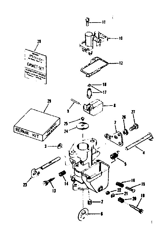 Carburetor No. 29303 Diagram and Parts List for 14355201  Craftsman Engine