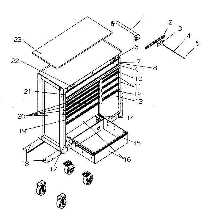 Tool Cart Diagram and Parts List for 706956730  Craftsman Tool Stand & Cart