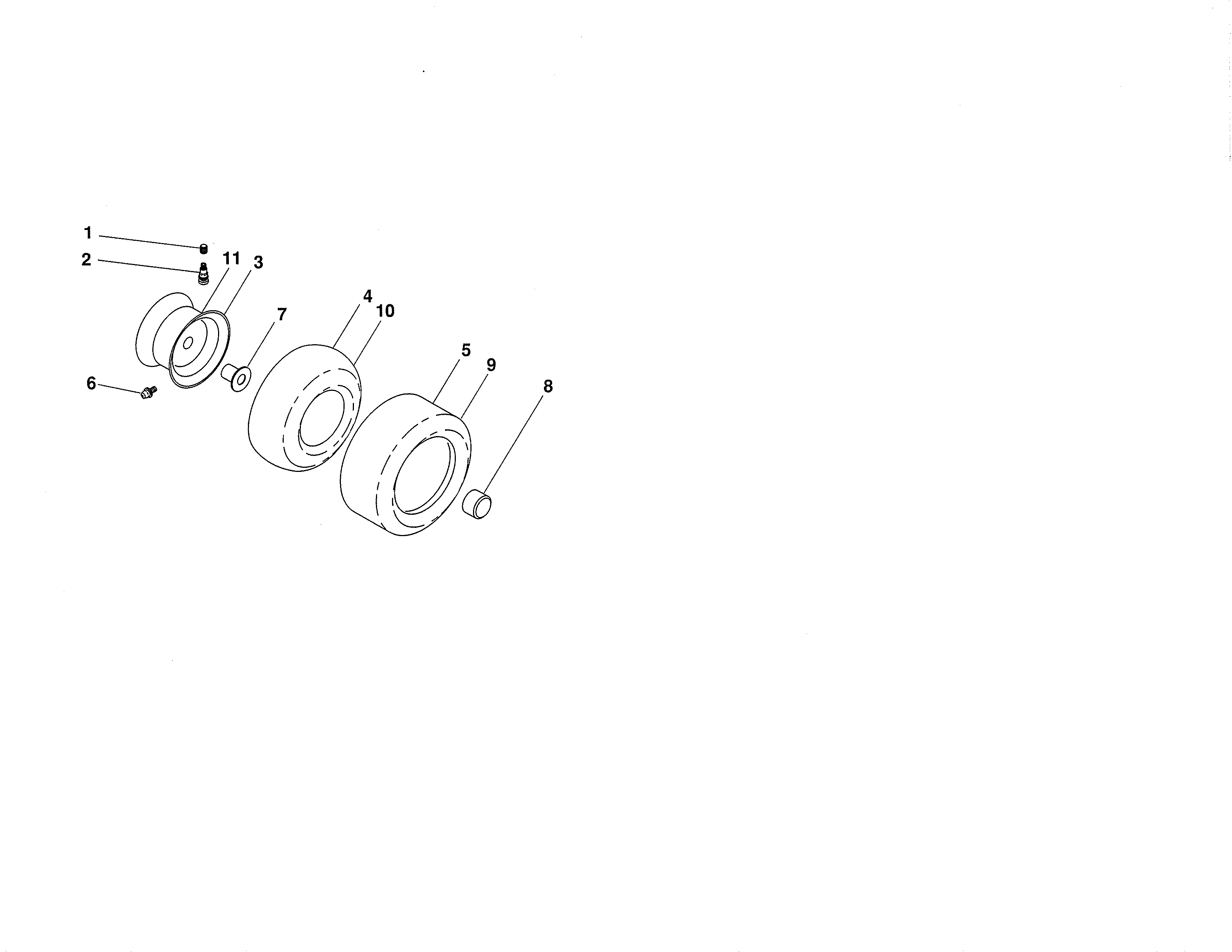 Wheels & Tires Diagram and Parts List for 917204041  Craftsman Lawn Tractor