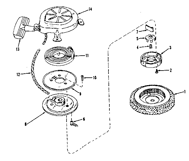 Rewind Starter Diagram and Parts List for 143524031  Craftsman Engine