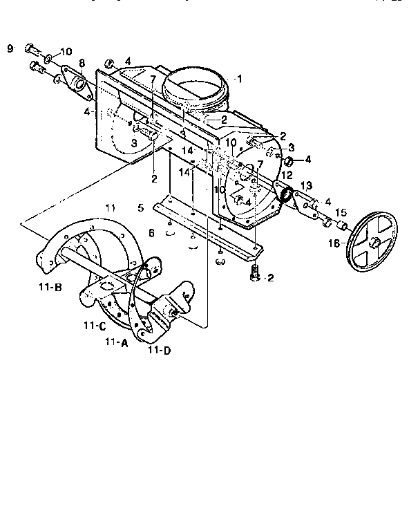 Auger Housing Diagram and Parts List for 536884550  Craftsman Snow Blower