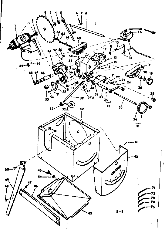 Base Assembly Diagram and Parts List for 11329970  Craftsman Power Motor