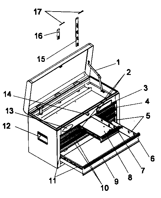 Tool Chest Diagram and Parts List for 706618063  Craftsman Tool Stand & Cart