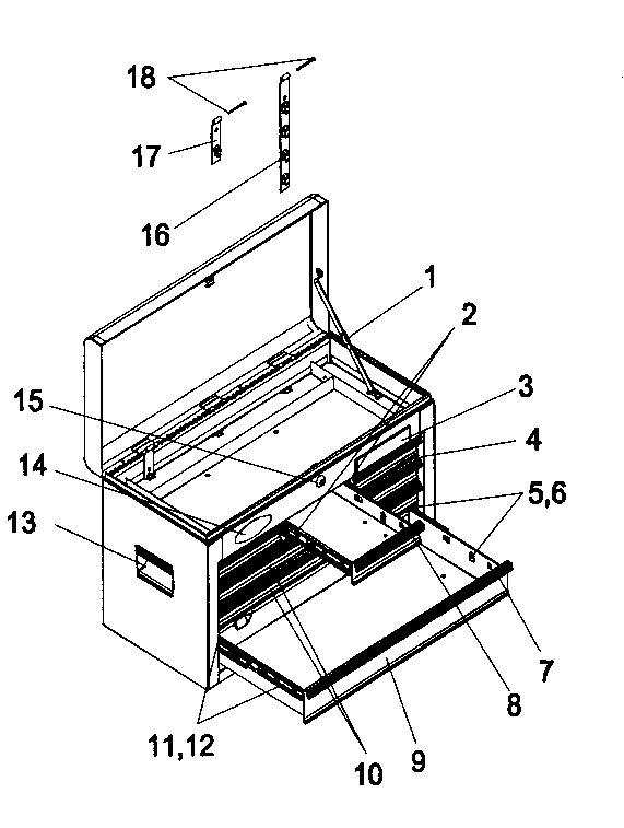 Chest Diagram and Parts List for 706618050  Craftsman Tool Stand & Cart