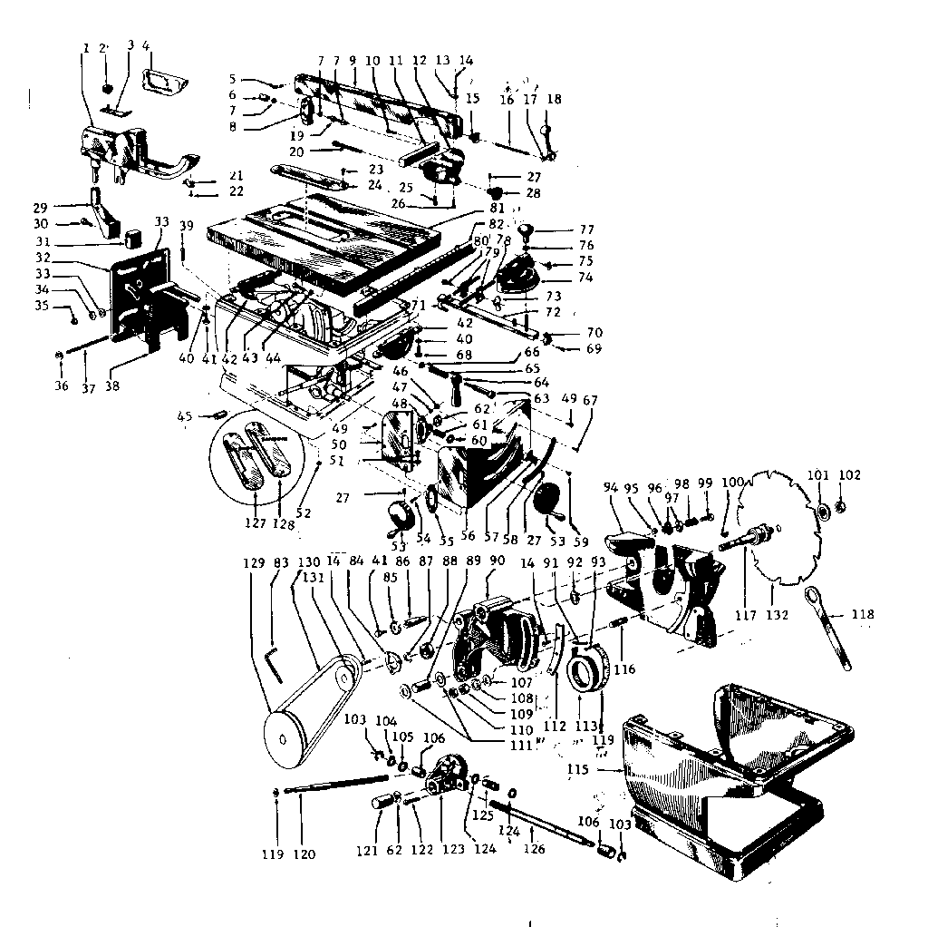 Unit Diagram and Parts List for 11327940  Craftsman Saw
