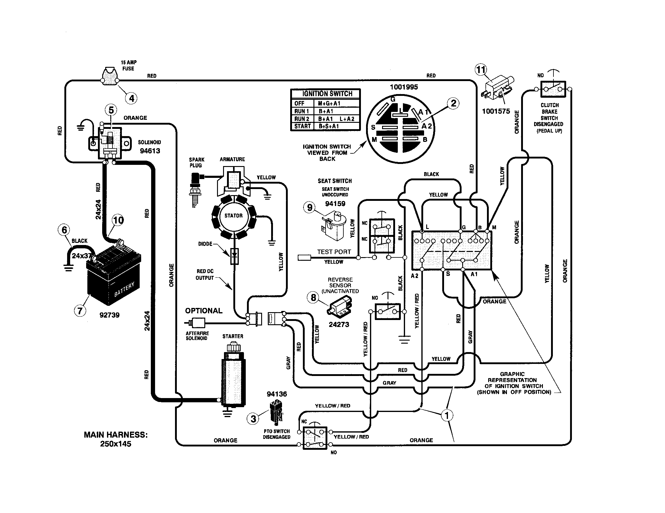 Electrical System Diagram and Parts List for 536270301  Craftsman Engine