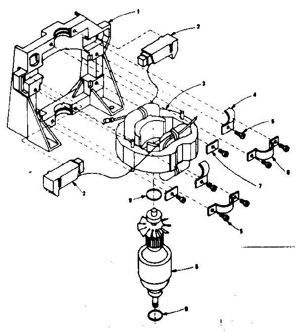 Frame Motor Diagram and Parts List for 75817855  Craftsman Utility Vacuum