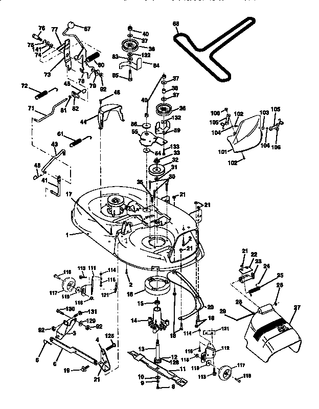 Mower Deck Diagram and Parts List for 917270720  Craftsman Lawn Tractor