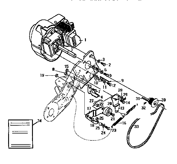 Engine And Drive Diagram and Parts List for 536884560  Craftsman Snow Blower