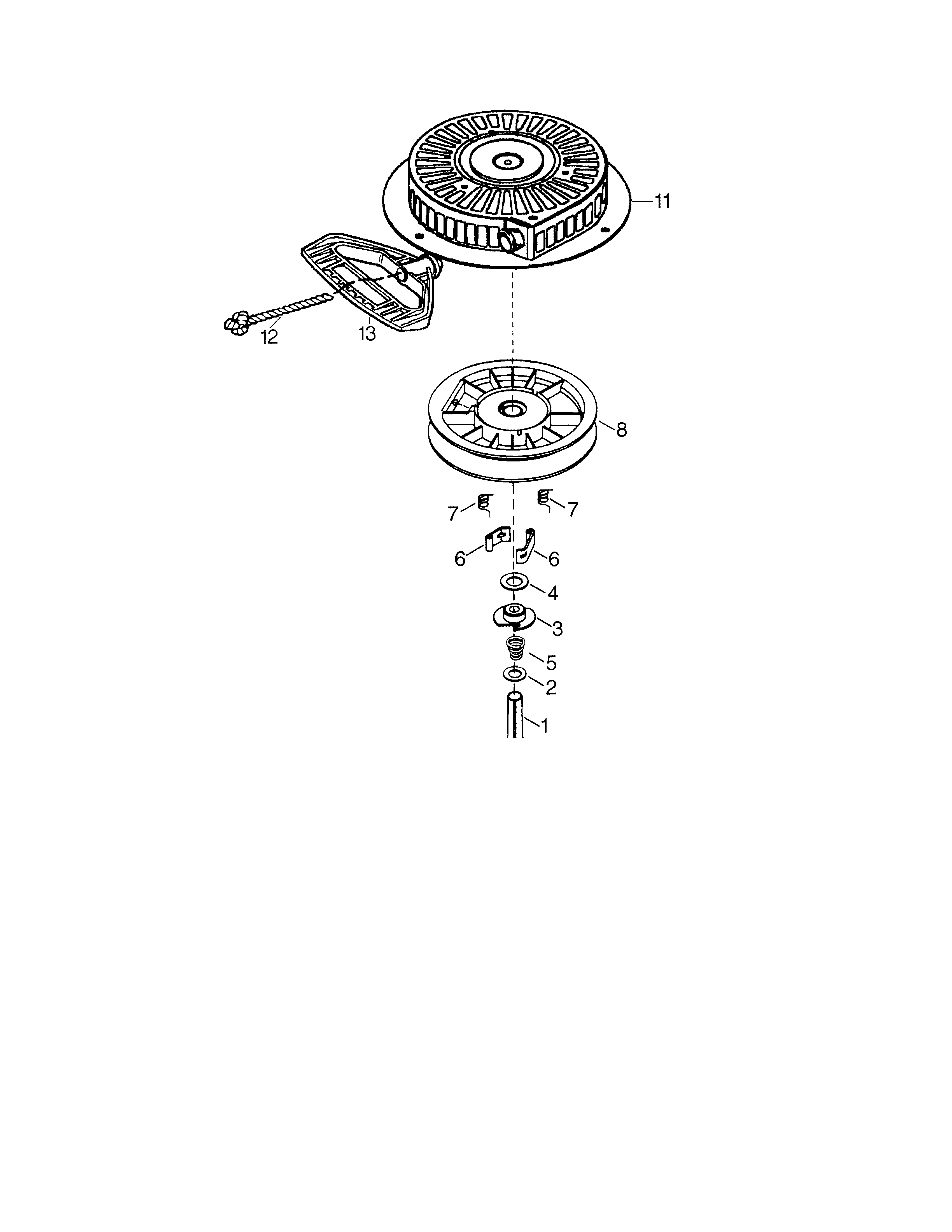 Rewind Starter Diagram and Parts List for 143039003  Craftsman Engine