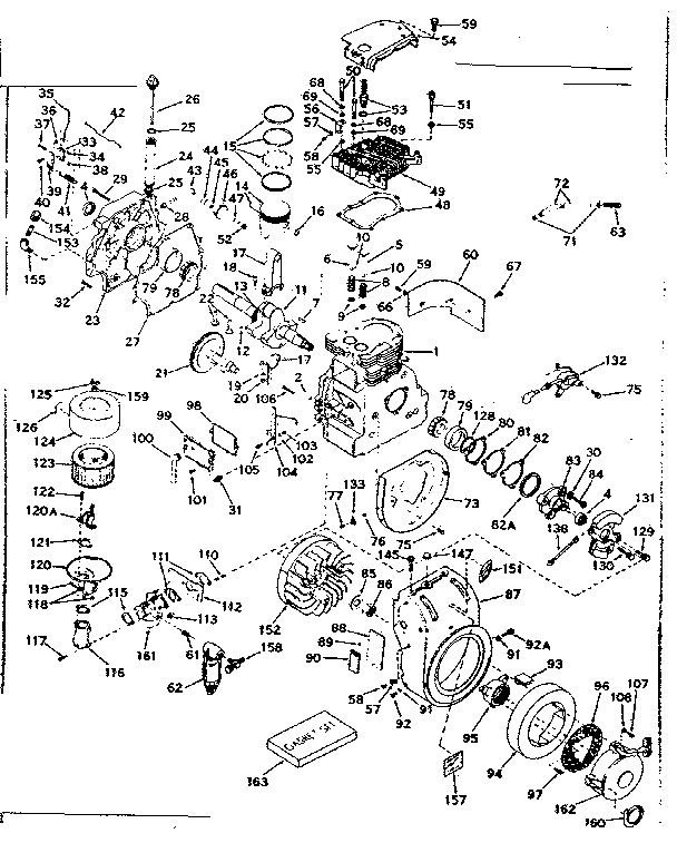 Basic Engine Diagram and Parts List for 143609042  Craftsman Engine
