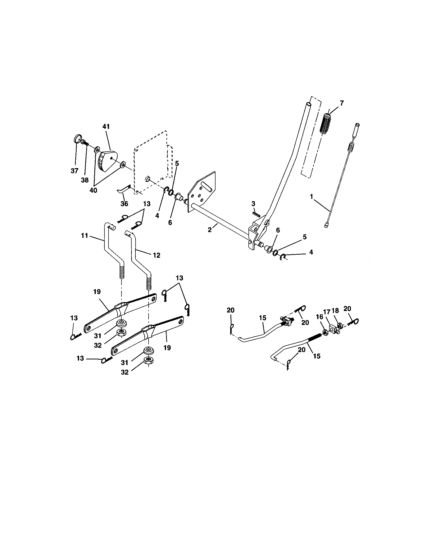 Lift Assembly Diagram and Parts List for 917273635  Craftsman Lawn Tractor