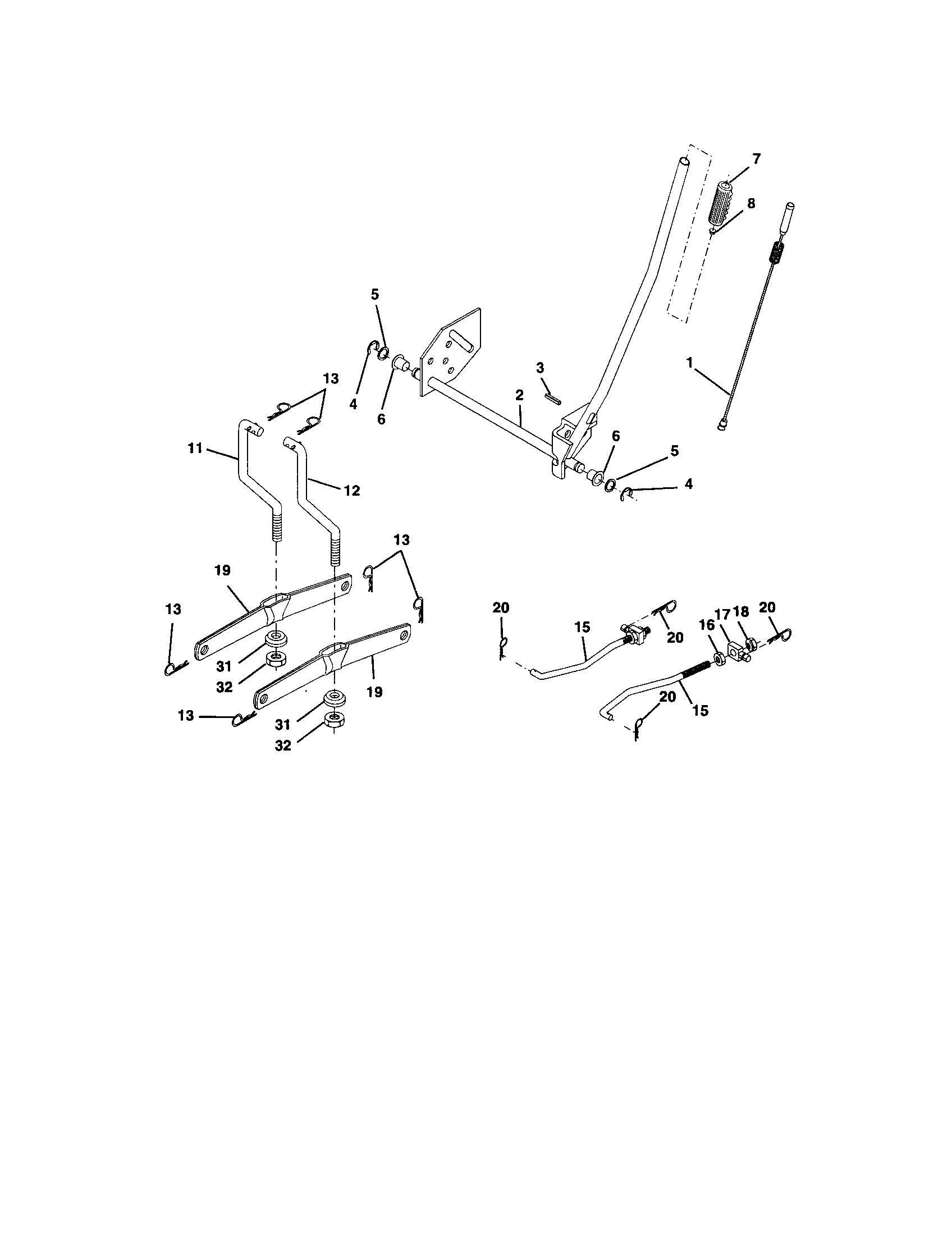 Lift Assembly Diagram and Parts List for 917274751  Craftsman Lawn Tractor
