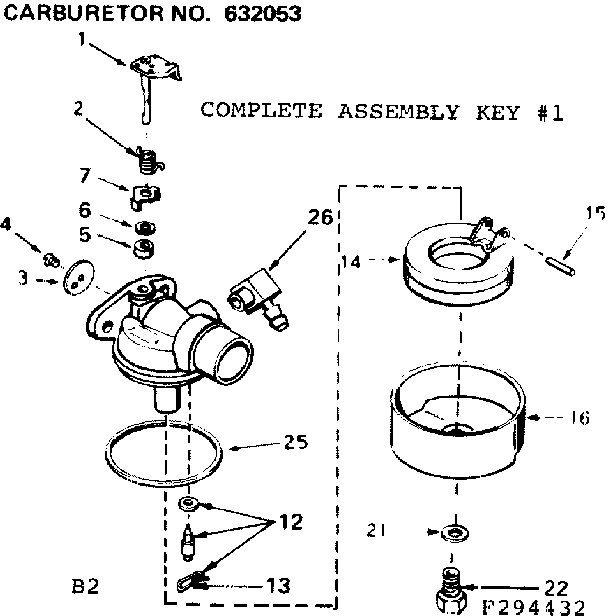 Carburetor Diagram and Parts List for 143294432  Craftsman Engine