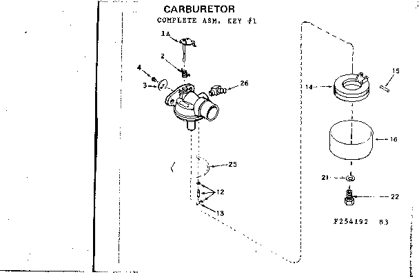 Carburetor Diagram and Parts List for 143254192  Craftsman Engine