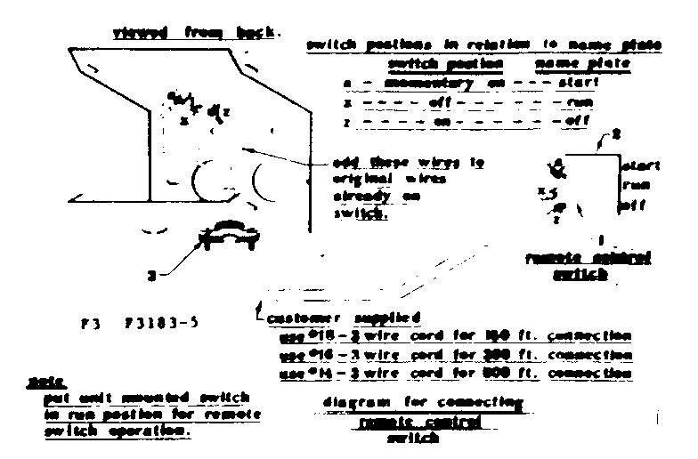 Connecting Remote Control Switch Diagram and Parts List for 5803183-5  Craftsman Engine