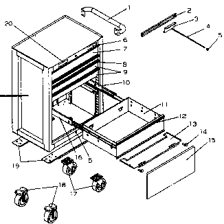 Chest Diagram and Parts List for 706596173  Craftsman Tool Stand & Cart